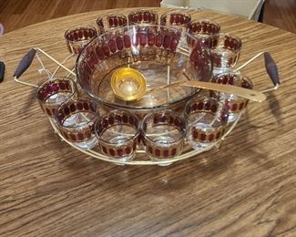 Culver Cranberry Scroll Punch Bowl (1950's)