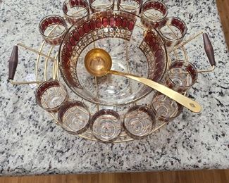Culver Cranberry Scroll Punch Bowl (1950's)