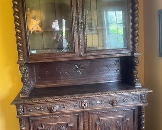 China cabinet/ hutch with carvings - available for presale