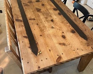 7ft Table and bench made of reclaimed wood.