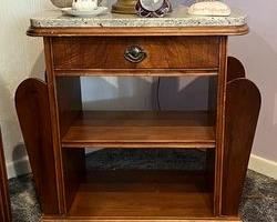 Marble topped end table with side storage