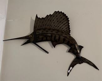 LARGE METAL SWORDFISH WALL DECOR