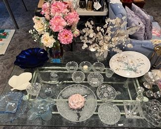 Vintage glass & floral arrangements
