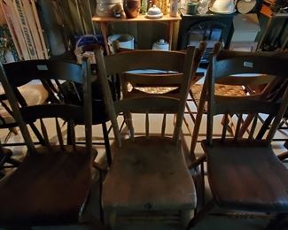 Numerous chairs in the barn