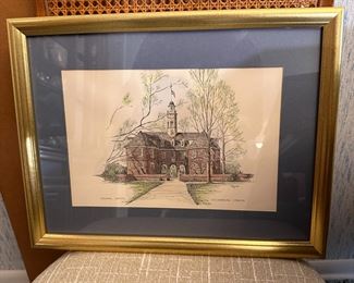 1973 Clark Goff print of Colonial Capitol Williamsburg, Virginia, 14" x 18"