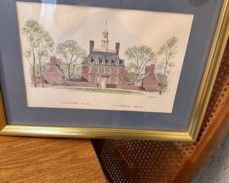 1973 Clark Goff print of Governor's Palace Williamsburg, Virginia, 14" x 18"