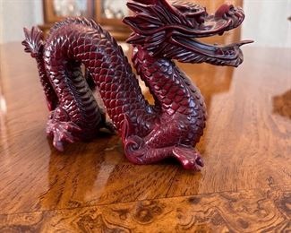 Resin dragon figurine 7"H