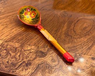 Hand-painted Khokhloma soup spoon, USSR