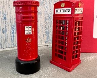 Cast metal phone booth and post box 4"H
