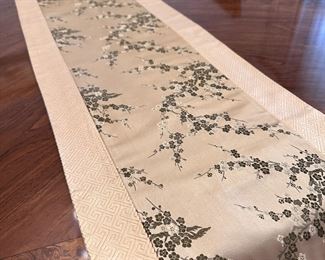 Asian floral table runner 84"L