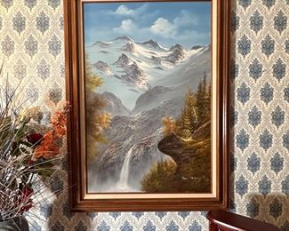 Large snowy mountain landscape 42"H x 29"W