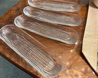 Pressed glass corn  dishes