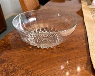 Clear glass bowl with beaded base 3"H x 10"W