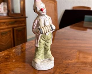 Bisque sad clown figurine 8"H