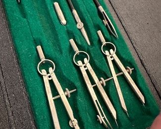 Morilla compasses in case, some pieces missing