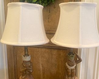 Pair of monkey lamps