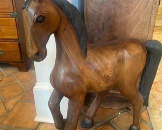 Carved pony statue