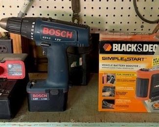 Bosch drill comes with 2 batteries and charger.