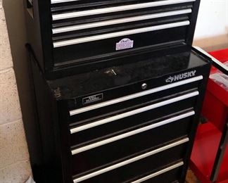 Husky 4-Drawer Portable Tool Box And 5-Drawer Rolling Tool Chest, 51" x 29" x 18", Includes Keys