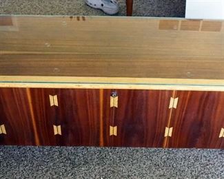 Lane Acclaim Midcentury Modern Dovetail Storage Chest With Protective Glass Top, 19" x 53" x 17"