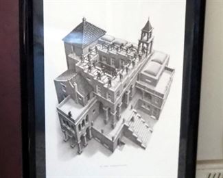M.C. Escher Framed Sketch Prints Including "House Of Stairs, Belveder" Qty 4, 19" x 13", And Perspective 14.5" x 10.5"