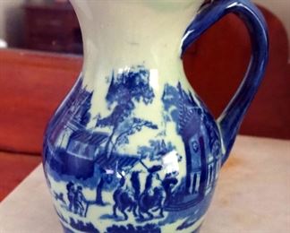Iron Side Victoria Ware Flow Blue Milk Pitcher, 8" Tall