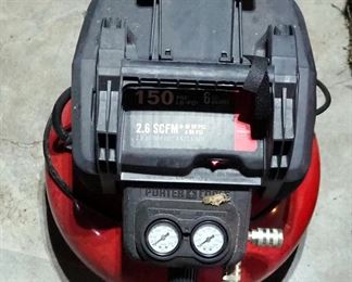 Porter Cable 6 Gallon Pancake Air Compressor, With Air Hose, 150 PSI, Powers On