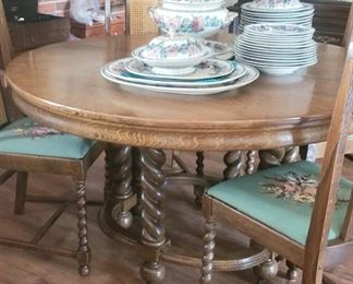 A close up of the fabulous antique table and chairs