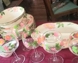 Desert Rose serving pieces and glasses