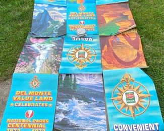 Complete set of scarce/rare Del Monte foods National Park Centennial posters, 1972.  