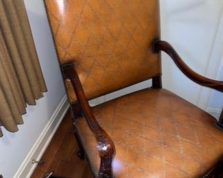 Carved quality leather chair