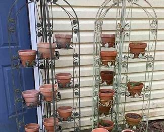 Metal Plant Stands And Terracotta Pots