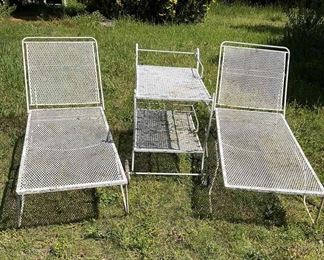 Patio Chaise Lounge And Bar Cart Set