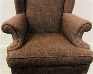 Upholstered Wing Back Arm Chair.