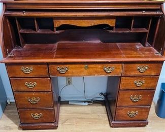 Vintage Wood Roll Top Desk.