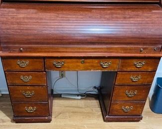 Vintage Wood Roll Top Desk.