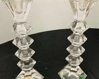 Set of 2 Crystal Pedestal Candle Holders.