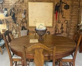 Large Vintage Dining Table and Many Collectable and Decor Items.