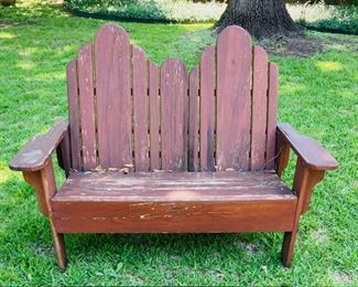 2 Seat Wood Loveseat.