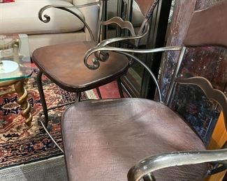 Leather and Iron Bar Stools