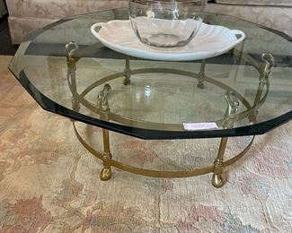 Beveled Glass and metal Coffee Table
