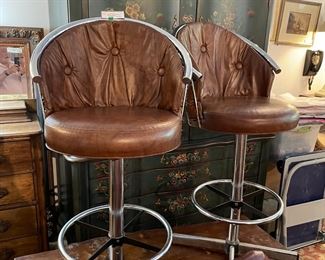 Chrome and Leather Counter Stools