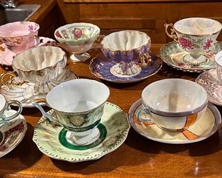 Misc porcelain cups and saucers