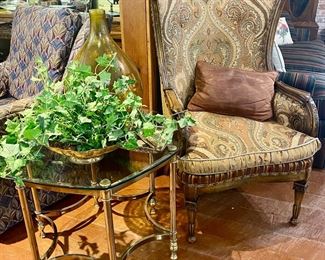 here’s the side table, chair to the right by Key City Furn Co, Jeff Zimmerman Collection. I love the leather throw pillow here (sold separately)