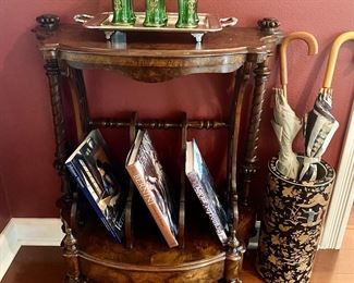 a Canterbury with wheels (rolling), great side piece for books, magazines, newspapers, or sheet music!