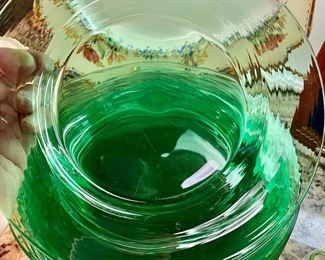 large set of these hand blown glass swirl dessert/salad plates