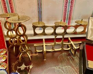 the brutalist brass/bronze pair of candlesticks as well as the candelabra are some of the most intriguing items in the house for me…..check the same items out on Chairish, then come pick up ours at a fraction of the price!!!