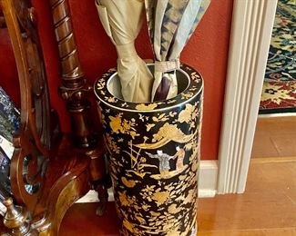 Chinoiserie porcelain umbrella holder from GUMPS!