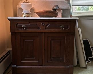 Antique Marble Top Cabinet 