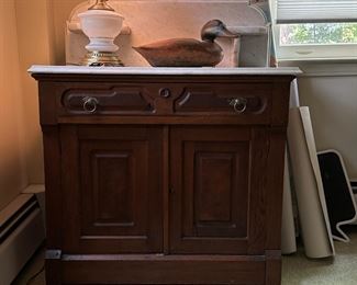 Marble Top Wood Cabinet 
